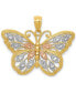 ფოტო #1 პროდუქტის Butterfly Diamond-cut Charm in 14K Yellow Gold with White and Rose Rhodium