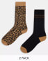 Фото #2 товара Threadbare Ski 2 pack printed socks in leopard print