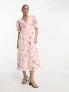 Фото #1 товара Nobody's Child Demi puff sleeve broderie midi dress in blush floral