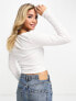 ASOS DESIGN long sleeve top with gathered bust in white