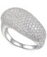 Cubic Zirconia Pavé Diagonal Statement Ring in Sterling Silver