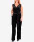 Фото #1 товара Plus Size Sleeveless Faux-Wrap Velvet Jumpsuit