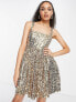 Фото #4 товара Band Of Stars premium square neck sequin corset skater dress in gold