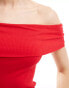 Stradivarius fold over seamless bardot top in red