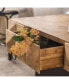 33.86"Three-Dimensional Embossed Pattern Square Retro Coffee Table With 2 Drawers And MDF Base