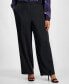 Фото #4 товара Plus Size Mid-Rise Pull-On Wide-Leg Pants