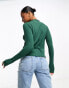 Фото #2 товара Pieces lettuce hem long sleeve top in green