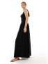 ASOS DESIGN square neck ruched bust maxi dress with lace inserts in black 34 - фото #7