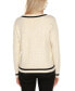 ფოტო #4 პროდუქტის Black Label Women's Embellished Cabled V-Neck Sweater