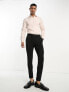 ASOS DESIGN wedding slim sateen shirt with pleated front in pale pink