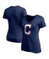 ფოტო #1 პროდუქტის Women's Navy Cleveland Guardians Red White and Team V-Neck T-shirt