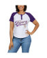 Фото #3 товара Women's White Distressed LSU Tigers Baseball Logo Raglan Henley T-shirt