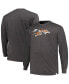 ფოტო #1 პროდუქტის Men's Heather Charcoal Distressed Cincinnati Bengals Big and Tall Throwback Long Sleeve T-shirt