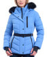 ფოტო #1 პროდუქტის Women's Belted Faux-Fur-Trim Hooded Puffer Coat