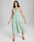 Фото #1 товара Women's Tonal Stripe Smocked Sleeveless Midi Dress, Created for Macy's