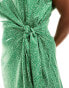 ONLY Curve strappy wrap dress in green mini leopard