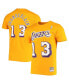 Фото #2 товара Men's Wilt Chamberlain Gold Los Angeles Lakers Hardwood Classics Stitch Name and Number T-shirt