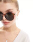 ASOS DESIGN round sunglasses in crystal brown with metal temple