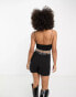 NA-KD x Mimi AR co-ord strappy top with fringe detail in black glitter