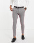 ASOS DESIGN wedding super skinny wool mix suit trousers in burgundy puppytooth