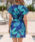 Women's Green & Blue Tropical Plunging Mini Cover-Up