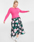ფოტო #1 პროდუქტის Women's Floral-Print Pleated Midi Skirt, Created for Macy's