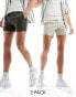 Фото #1 товара ASOS DESIGN 2 pack skinny chino shorts in khaki and stone save