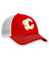 Men's Red, White Calgary Flames Slouch Core Primary Trucker Snapback Hat