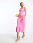 Фото #3 товара ASOS DESIGN washed cross bust midi dress with tie waist detail in pink