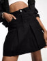 Фото #7 товара In The Style Tall exclusive box pleat denim mini skirt in black