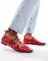 Public Desire Sherry strappy mary jane ballet flats in cherry red patent