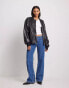 NA-KD low waist straight leg jeans in mid blue