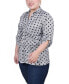 Фото #3 товара Plus Size 3/4 Roll Tab Rouched-Front Top