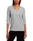 ფოტო #1 პროდუქტის Women's Sleepwell Solid 3/4 V-Neck T-Shirt with Temperature Regulating Technology