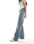 Фото #1 товара Mango straight leg wash front jeans in vintage light blue