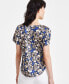 Фото #2 товара Women's Pull-On Floral Short-Sleeve Top