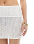 Фото #5 товара Missyempire knitted foldover mini beach skirt co-ord in white