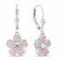 Фото #1 товара Silver Dangle Earrings Flowers with Pink Opal EA1097WP