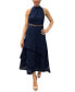 ფოტო #1 პროდუქტის Women's Eyelet High-Neck Sleeveless Tiered Dress