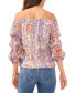 Фото #2 товара Women's Paisley Off The Shoulder Bubble Sleeve Tie Front Blouse