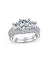 ფოტო #1 პროდუქტის Art Deco Style 3CT Square Princess Cut 3 Stone Past Present Future Promise CZ Engagement Wedding Ring Sterling Silver