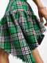 ASOS DESIGN boucle mini smock dress with frayed hem in green check 32 - фото #5