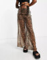 ASOS DESIGN sheer floaty trouser in leopard print 46 - фото #4