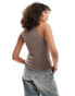 Фото #3 товара ONLY halter neck light weight knitted top in light brown