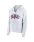 ფოტო #2 პროდუქტის Women's White/Gray Kansas Jayhawks Arch Logo Striped Notch Neck Pullover Hoodie