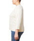 Plus Size Pointelle Knit 3/4-Sleeve Button Front Cardigan