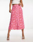 Фото #1 товара Whistles blurred animal button front maxi skirt in pink