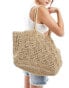 ASOS DESIGN straw hand crochet tote bag in mixed weave