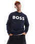 Фото #1 товара BOSS Orange basic crew sweatshirt in navy with logo print