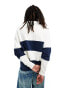 Фото #2 товара ASOS DESIGN colour block rugby polo in blue and white